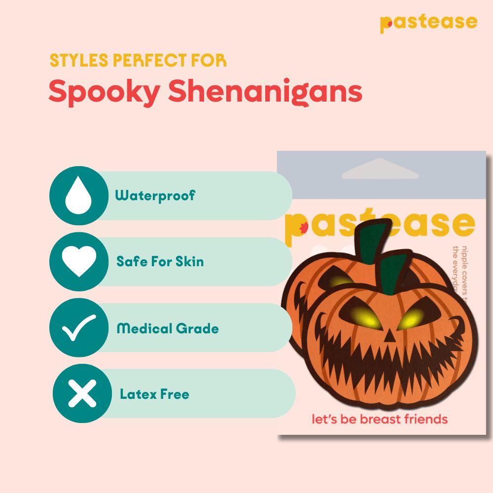 Pumpkin: Terrifying Halloween Jack O' Lantern Nipple Pasties by Pastease®