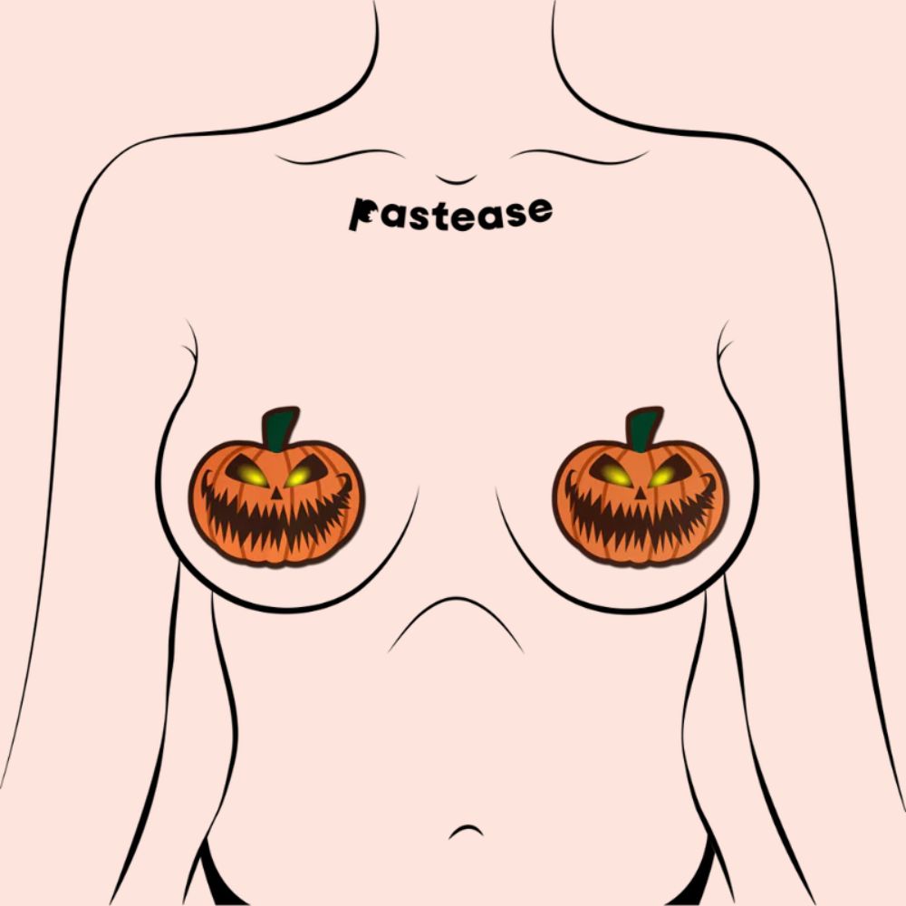 Pumpkin: Terrifying Halloween Jack O' Lantern Nipple Pasties by Pastease®