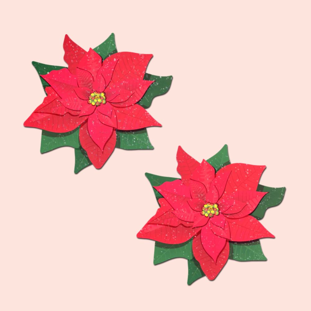 Christmas Winter Poinsettia Red & Green Nipple Pasties by Pastease®