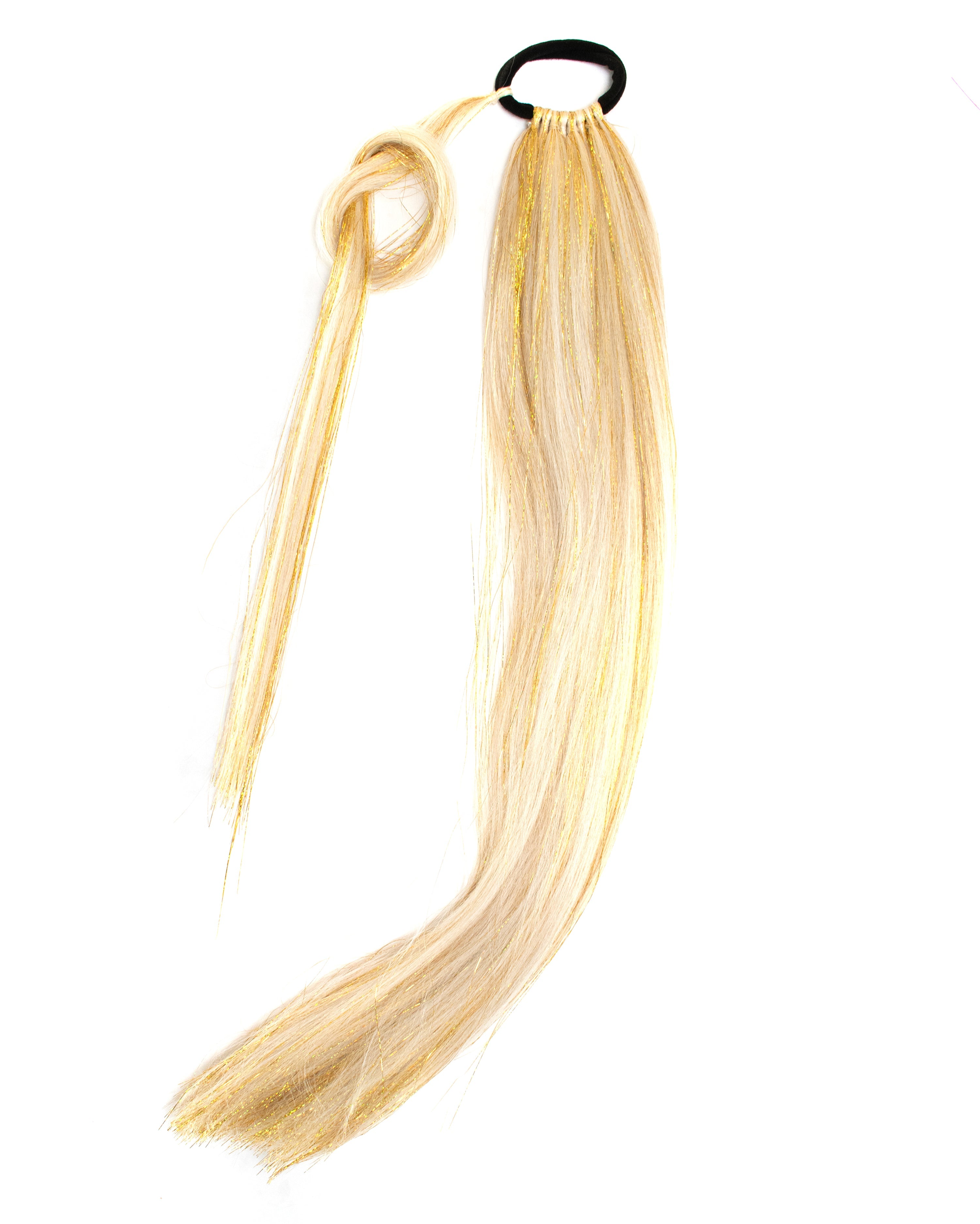 Jackpot - Platinum Blonde Ponytail Extension with Gold Tinsel