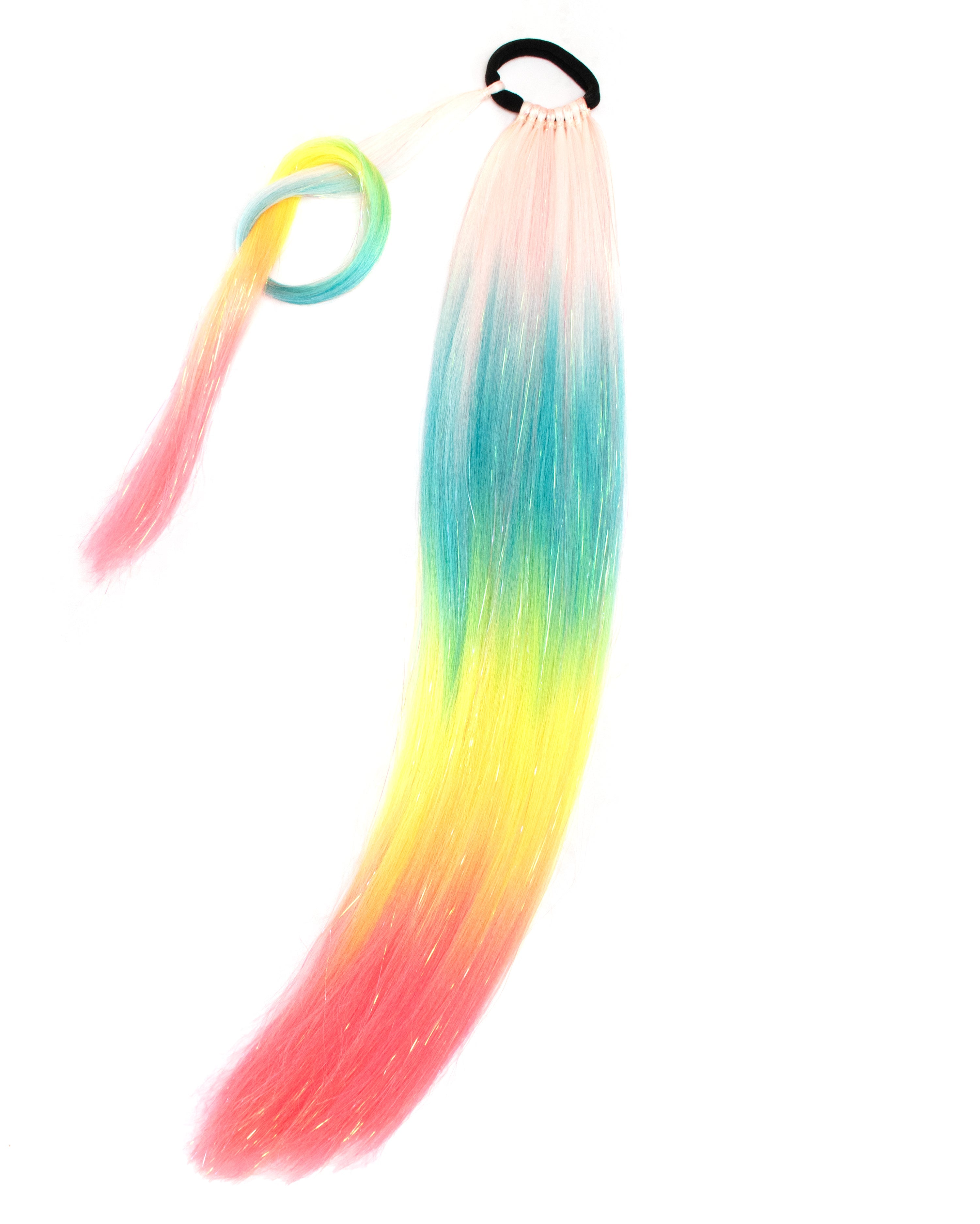 Stellar - Ombre Rainbow Ponytail Extension with Tinsel