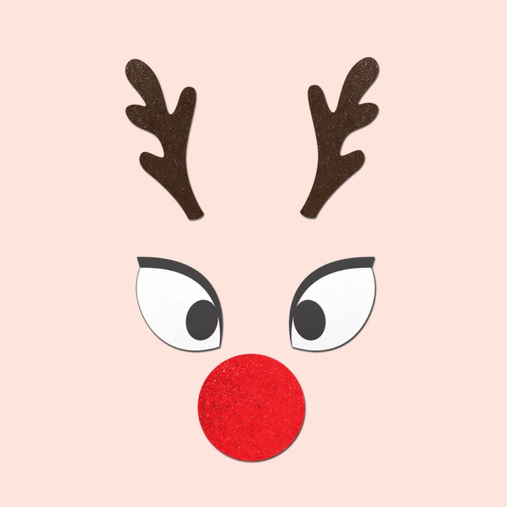 Reindeer Boob Kit Pasties: Rudolph Eyes Nose & Antler Nipple Cover by Pastease®