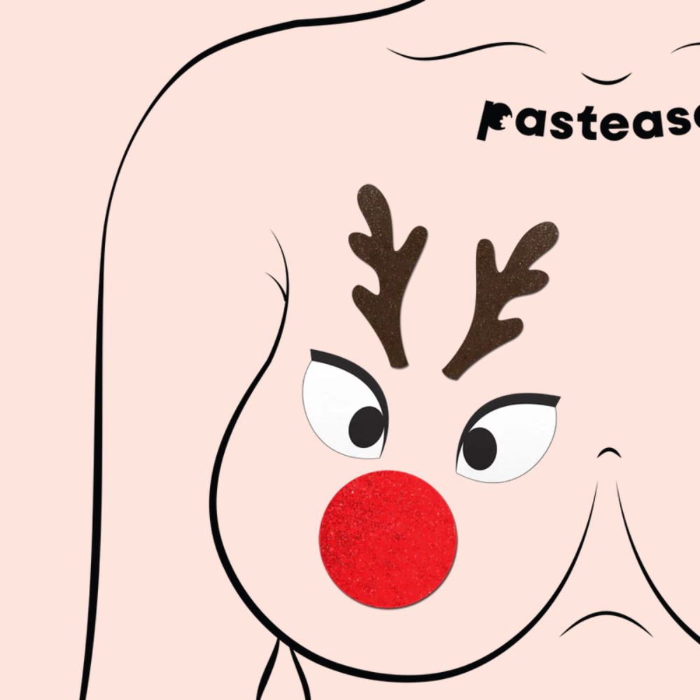 Reindeer Boob Kit Pasties: Rudolph Eyes Nose & Antler Nipple Cover by Pastease®