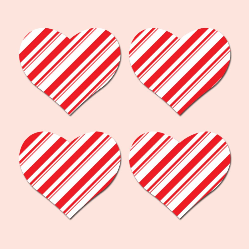 Petites: Two-Pair Small Candy Cane Hearts Nipple Pasties by Pastease®