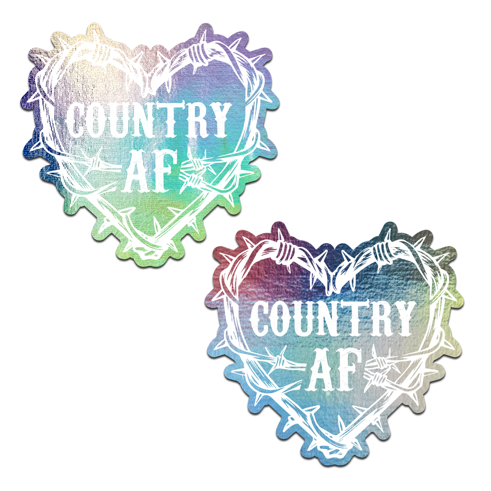 Country AF Barbed Wire Heart Pasties Holographic Nipple Covers by Pastease®