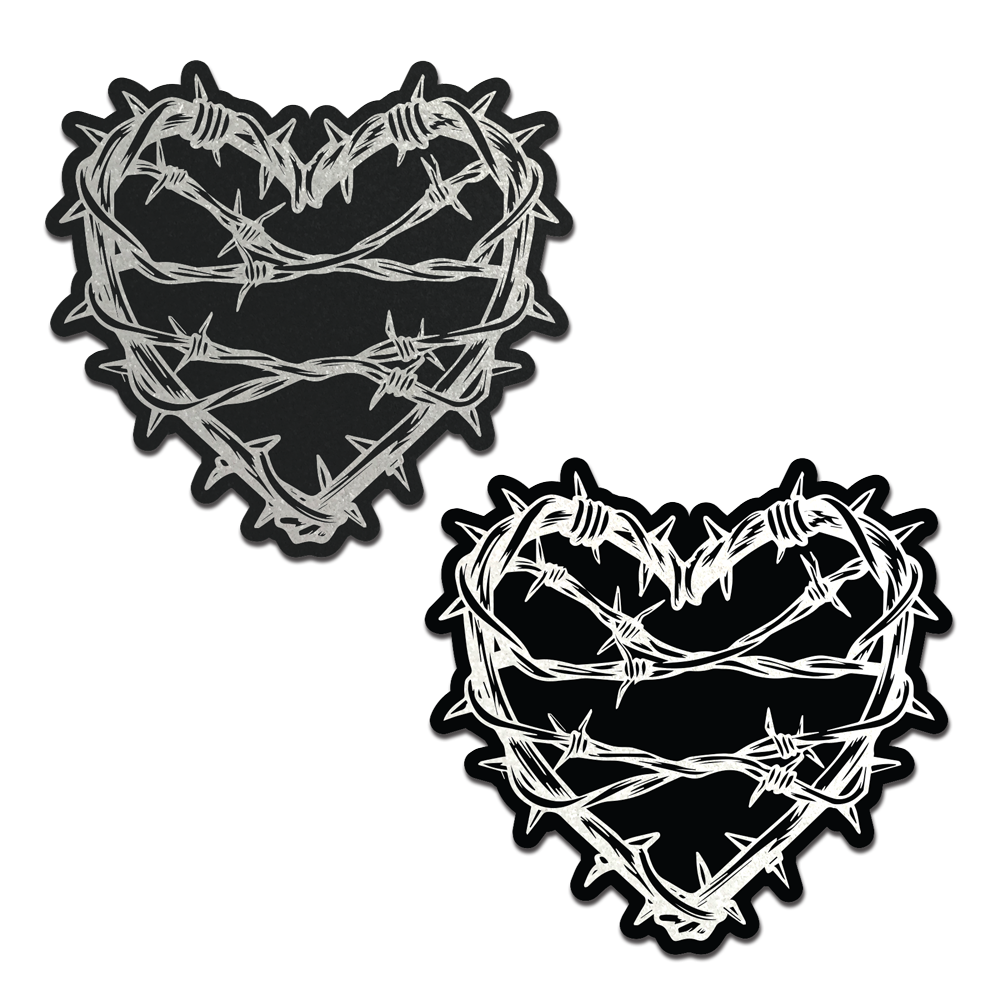 Barbed Wire Heart Pasties Reflective Nipple Covers by Pastease®