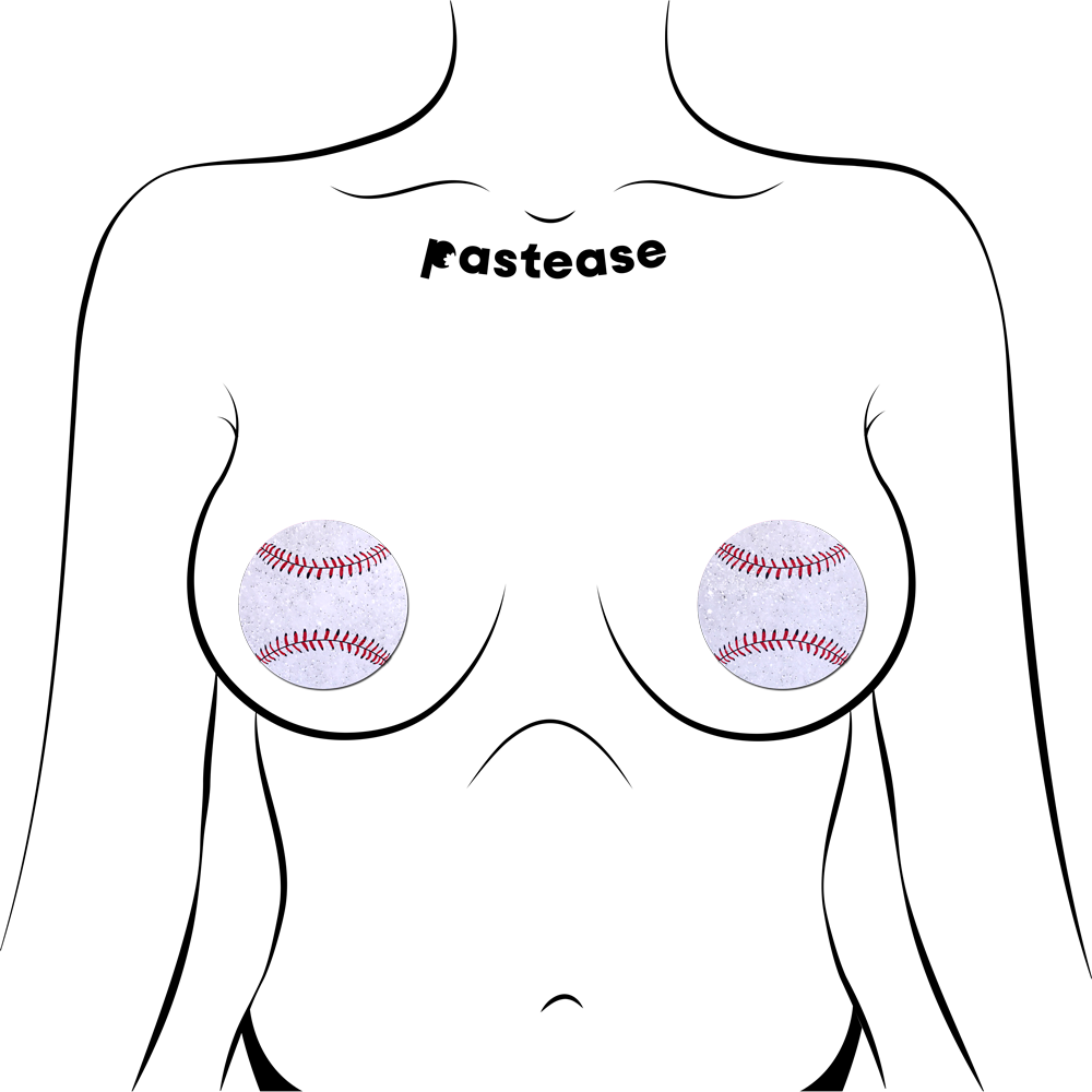 Baseball Pasties on Sparkly Velvet American Baseball Nipple Covers by Pastease