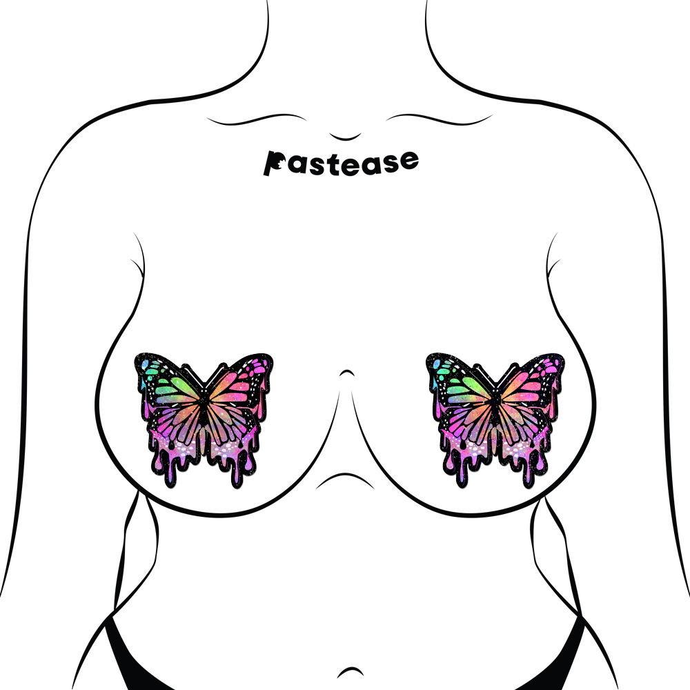 Butterfly Melt Trippy Glitter Rainbow Nipple Pasties by Pastease®