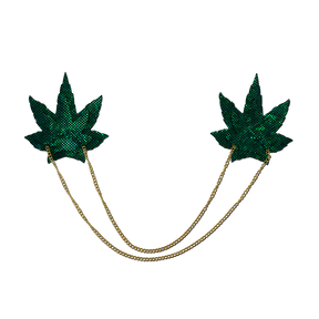 Chains: Shattered Glass Disco Ball Green Weed with Gold Chain Nipple Pasties by Pastease®