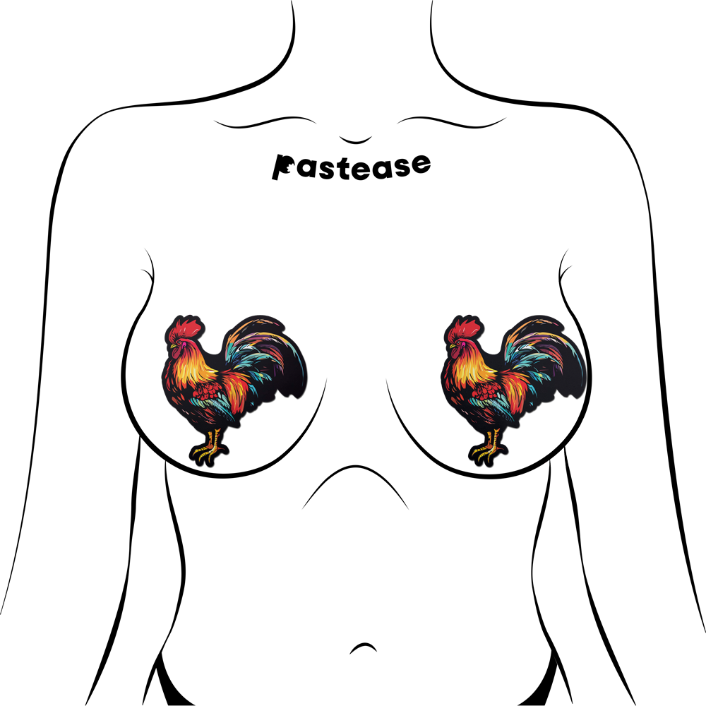 Cock: Colorful Rooster Chicken Nipple Pasties by Pastease