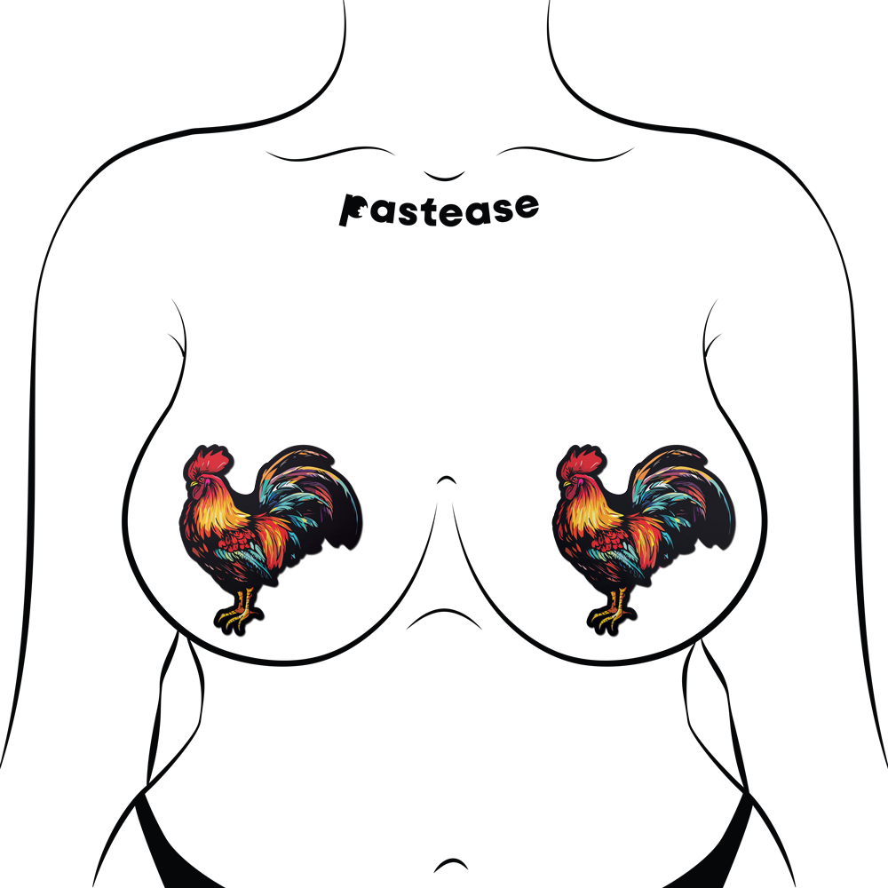 Cock: Colorful Rooster Chicken Nipple Pasties by Pastease