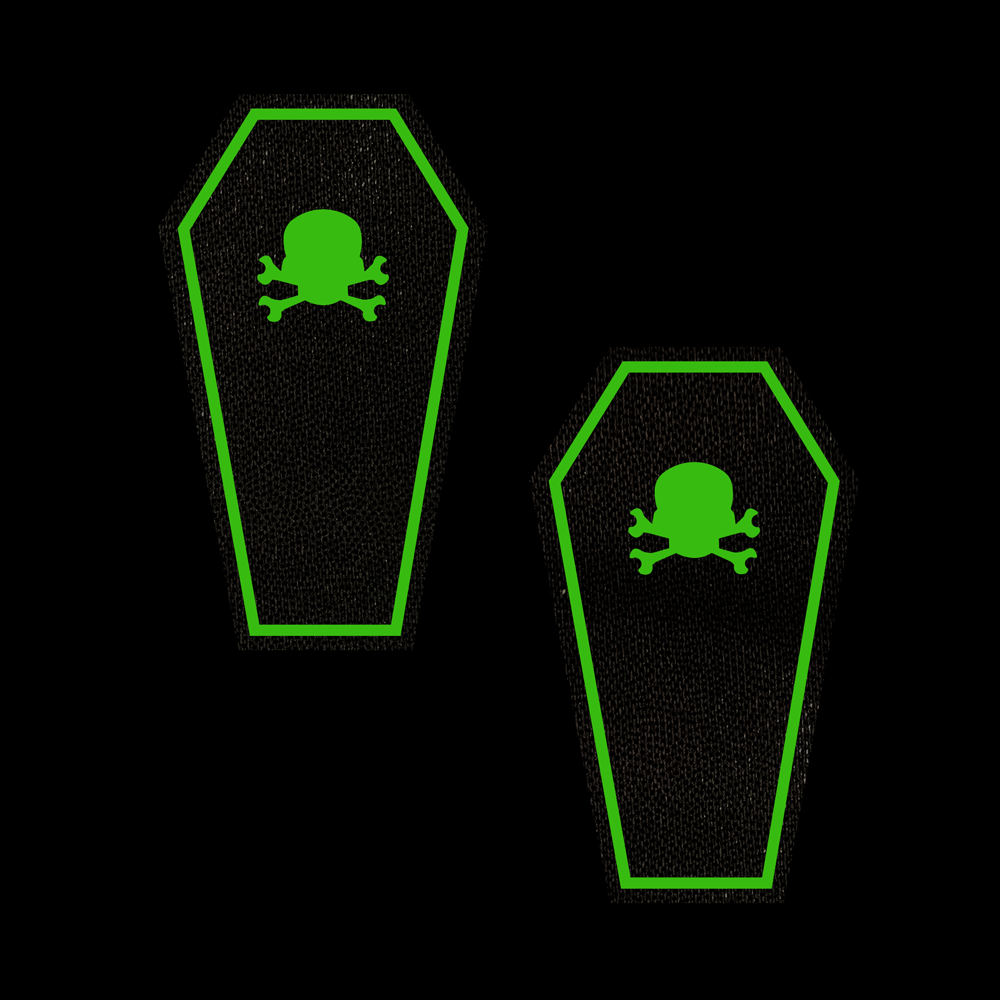 Black Coffin With Glow in the Dark Skull & Crossbones Halloween Breast Pasties by Pastease®