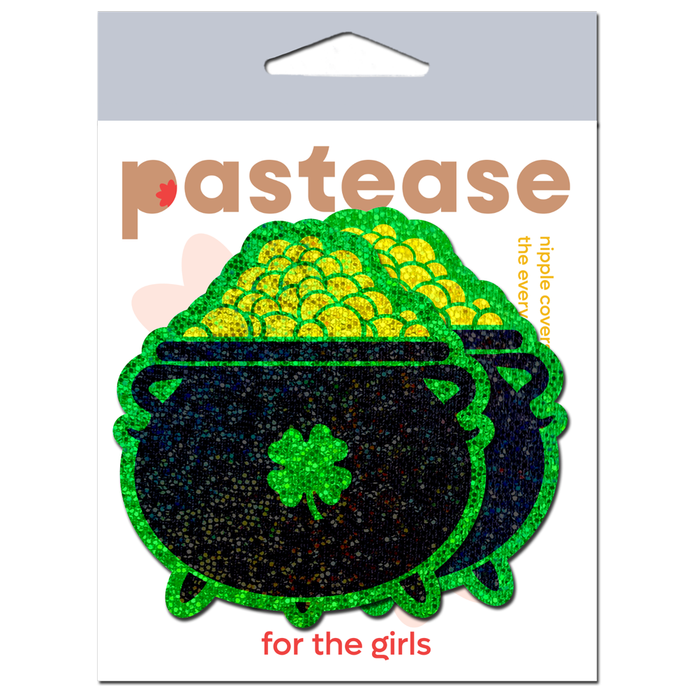 Glitter Green & Gold Pot O’ Gold St. Patrick’s Day Breast Pasties by Pastease®
