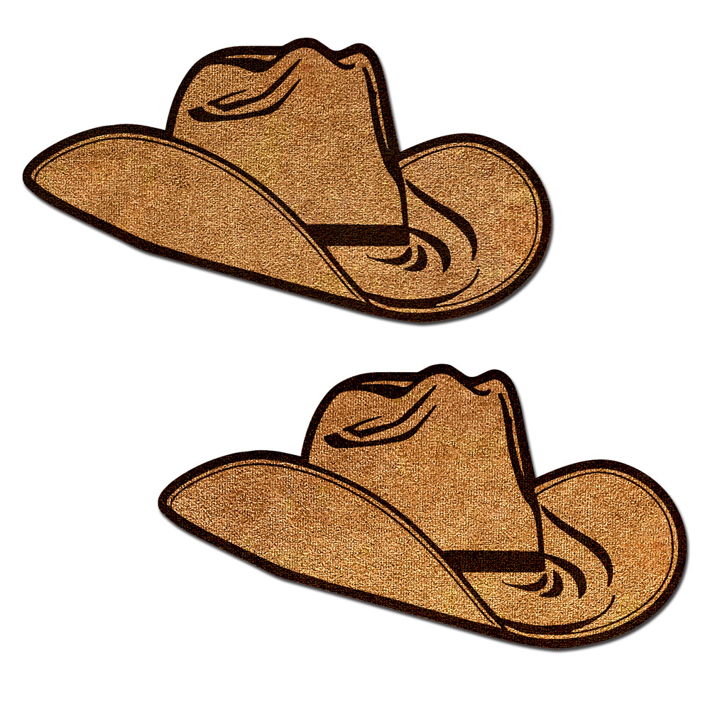 Wild West Brown Suede Cowboy Hat Nipple Pasties Stylish Nipple Covers by Pastease®
