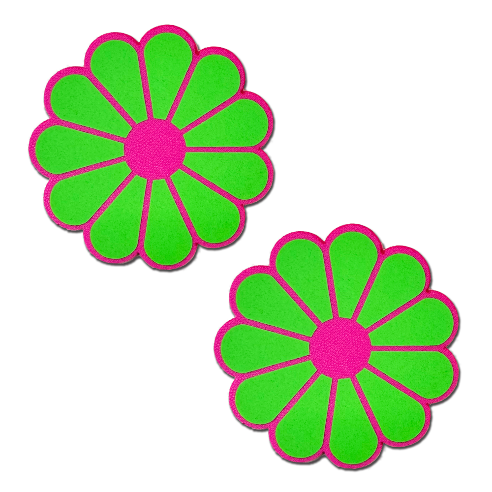 Daisy: Glow in the Dark Neon Green & Neon Pink Petal Pasties Nipple Covers by Pastease®