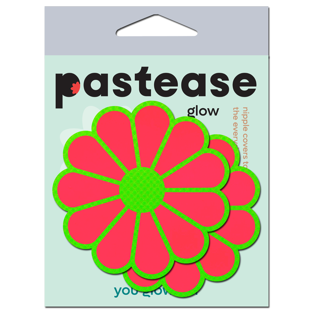 Daisy: Neon Green & Glow in the Dark Neon Pink Petal Pasties Nipple Covers by Pastease®