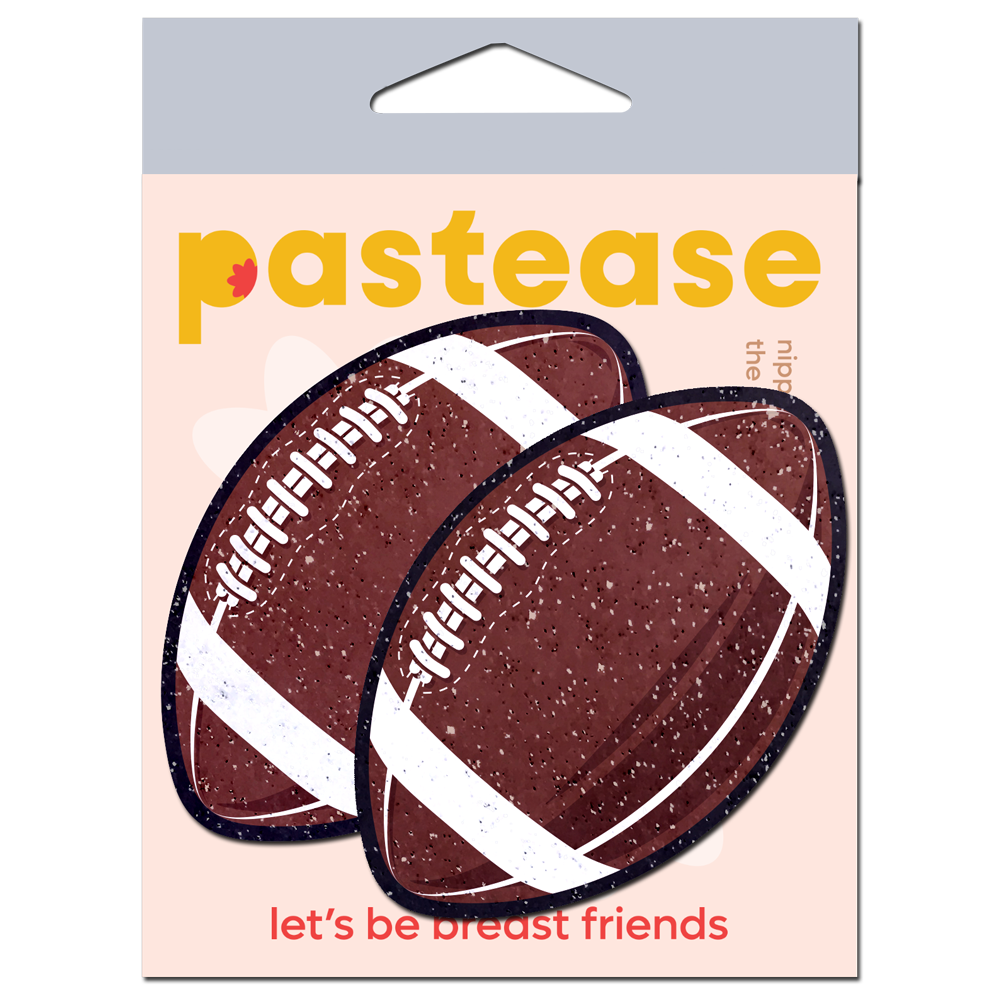 Football Pasties on Sparkly Velvet American Football Nipple Covers by Pastease