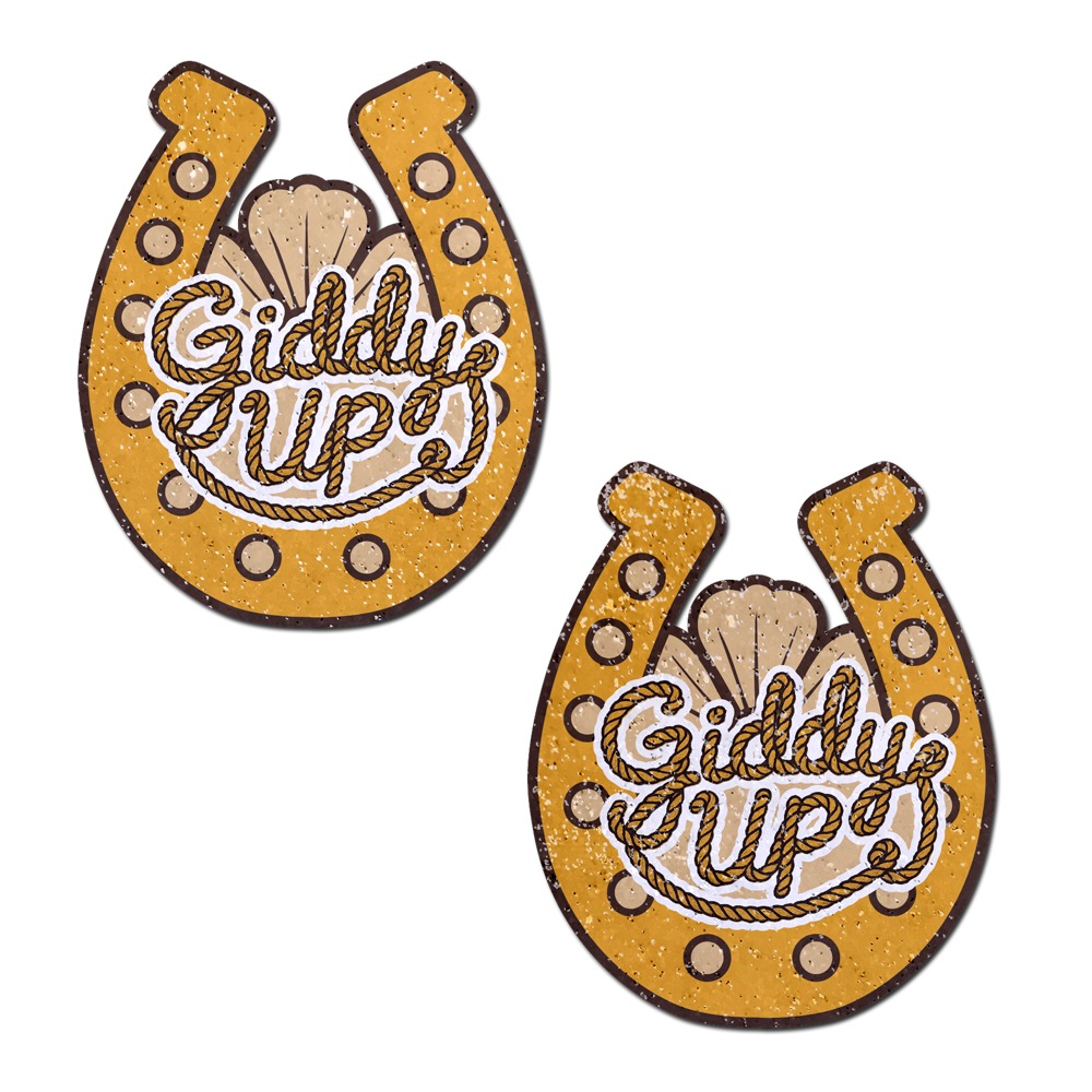 Giddy Up Sparkling Horseshoe Golden Nipple Covers by Pastease
