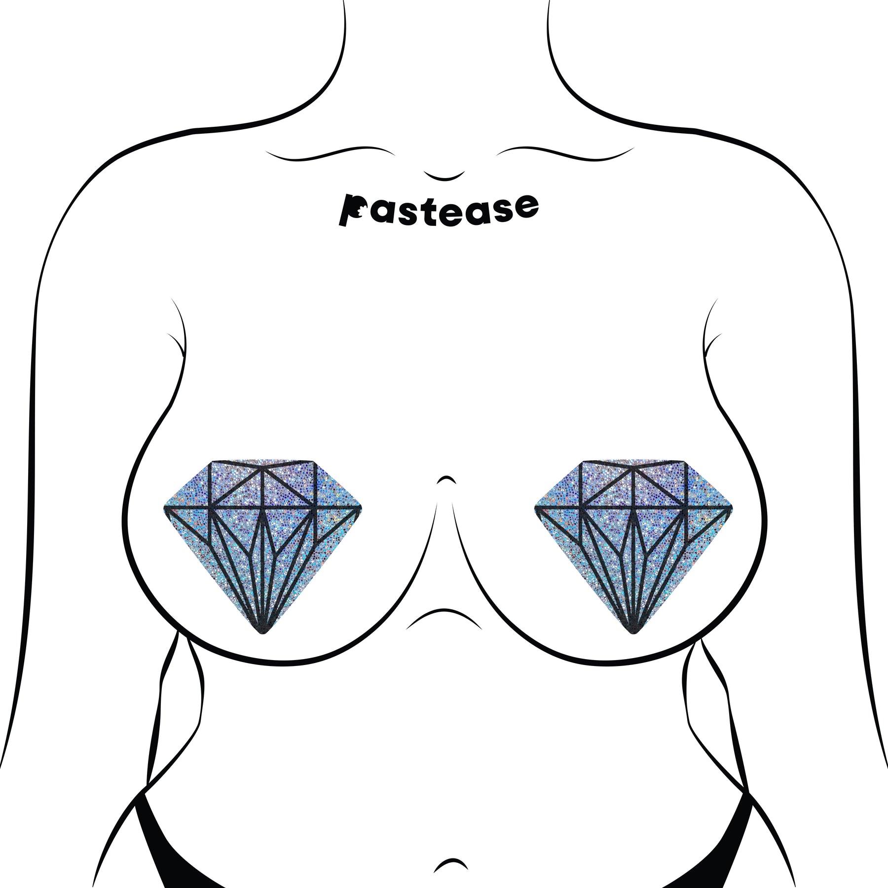 Gem: Silver Glitter Diamond Nipple Pasties by Pastease® o/s