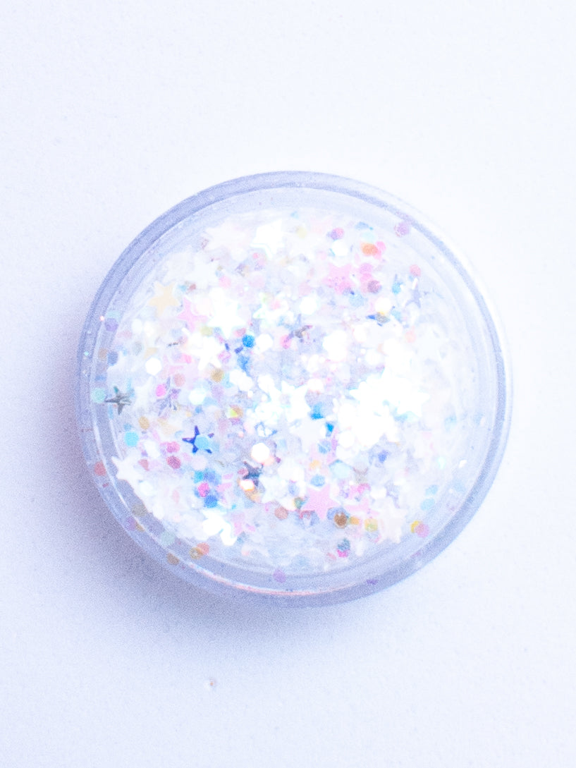 Snow Angel - Iridescent White Glitter with Stars