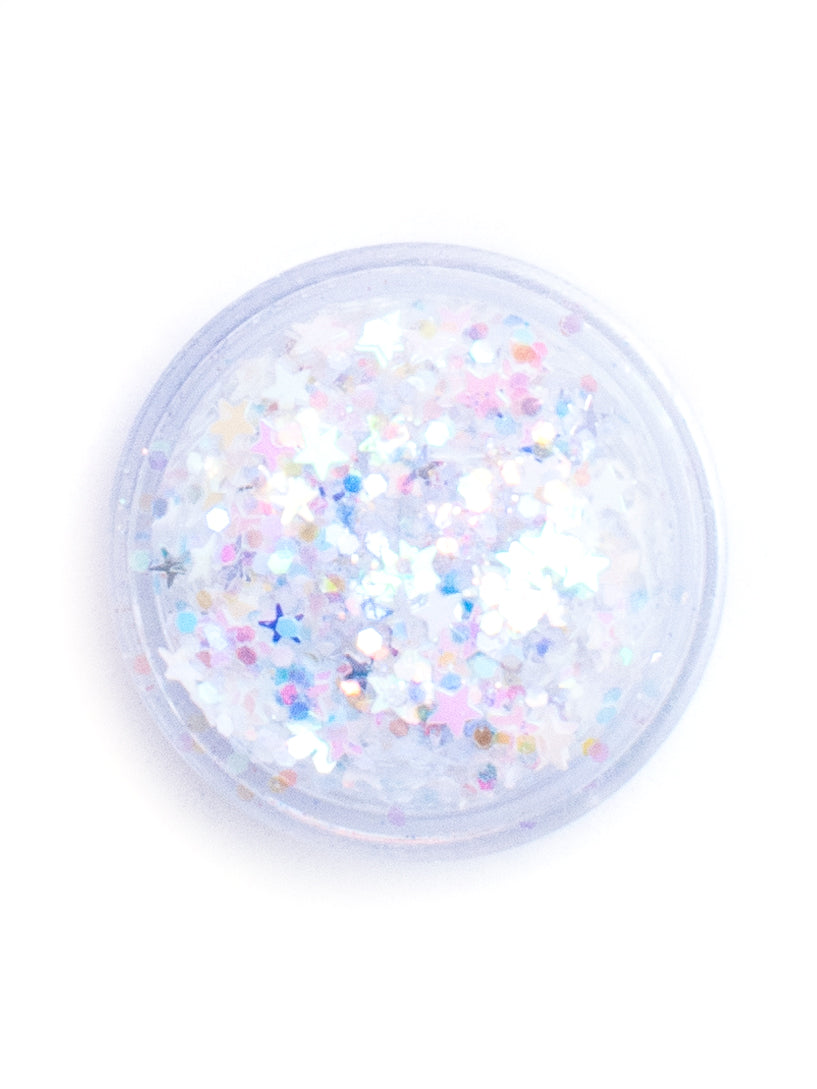 Snow Angel - Iridescent White Glitter with Stars