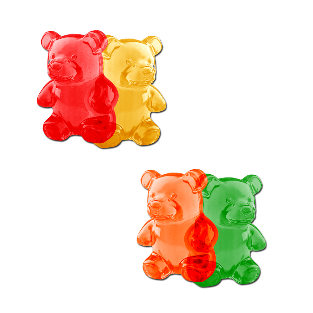 Gummy Bear Breast Pasties in Red, Yellow, Orange & Green by Pastease®