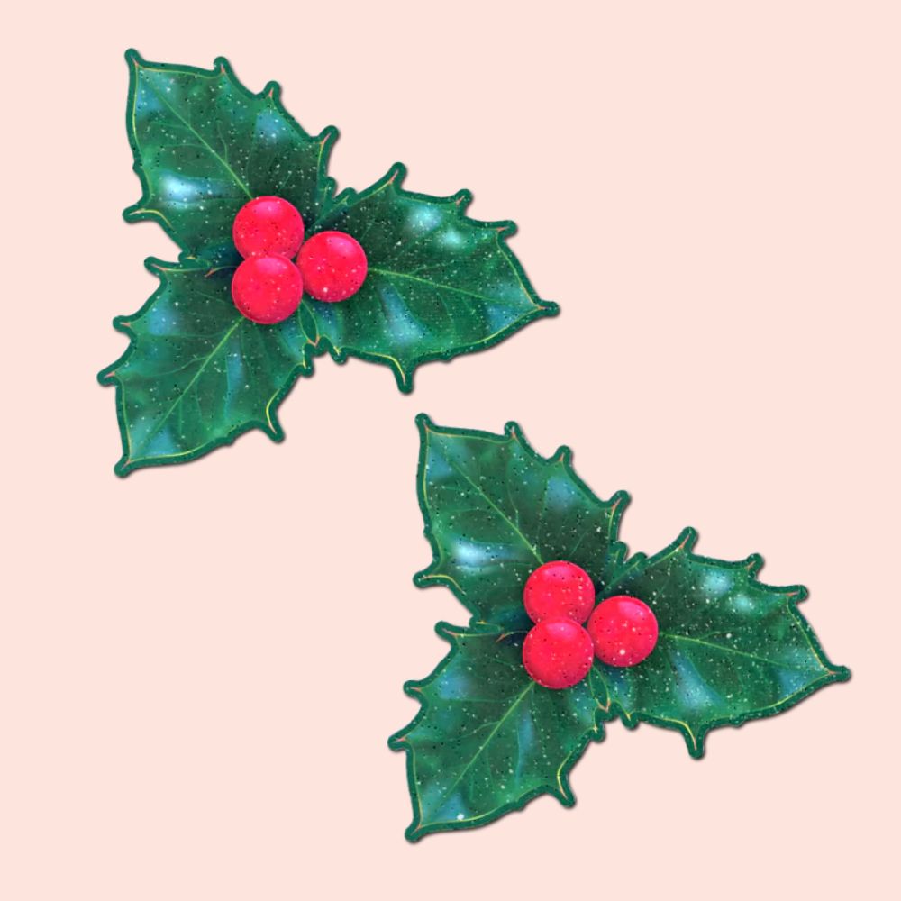 Christmas Winter Holly with Red Berries Nipple Pasties by Pastease®