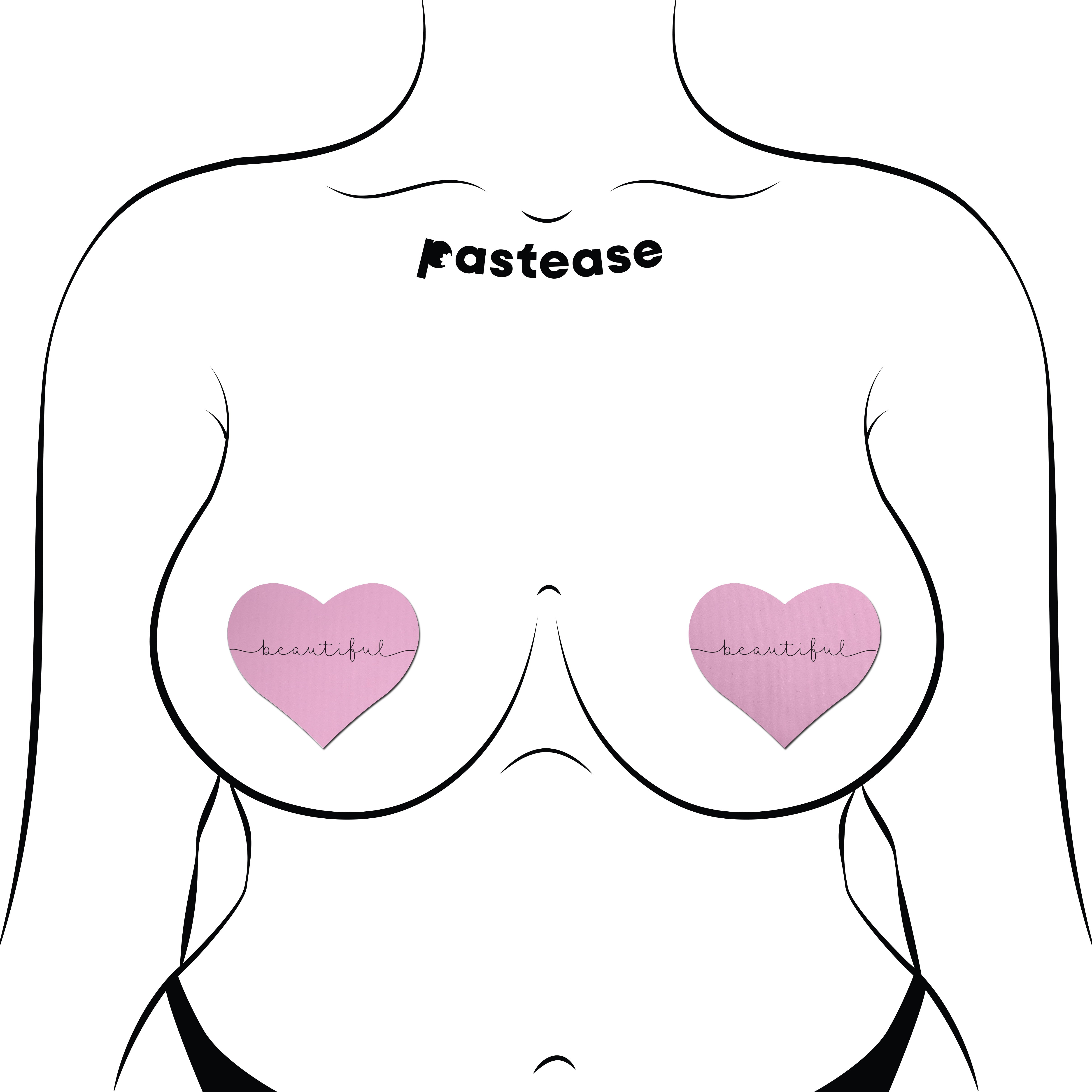 Love: 'Beautiful' Pink Heart Pasties Affirmations by Pastease®