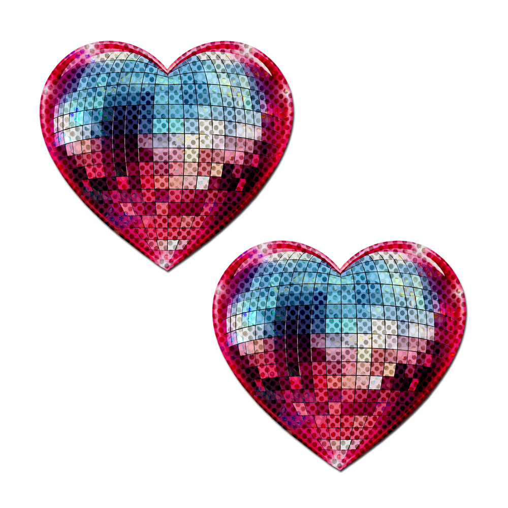 Discoball Heart Breast Pasties Sparkling Blue & Pink by Pastease®