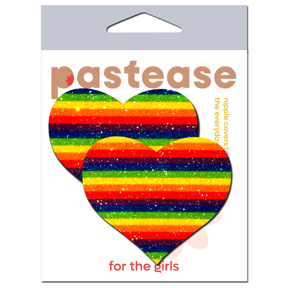 2-Pack Pride Rainbow Heart Pasties, Rainbow Pride Accessories 