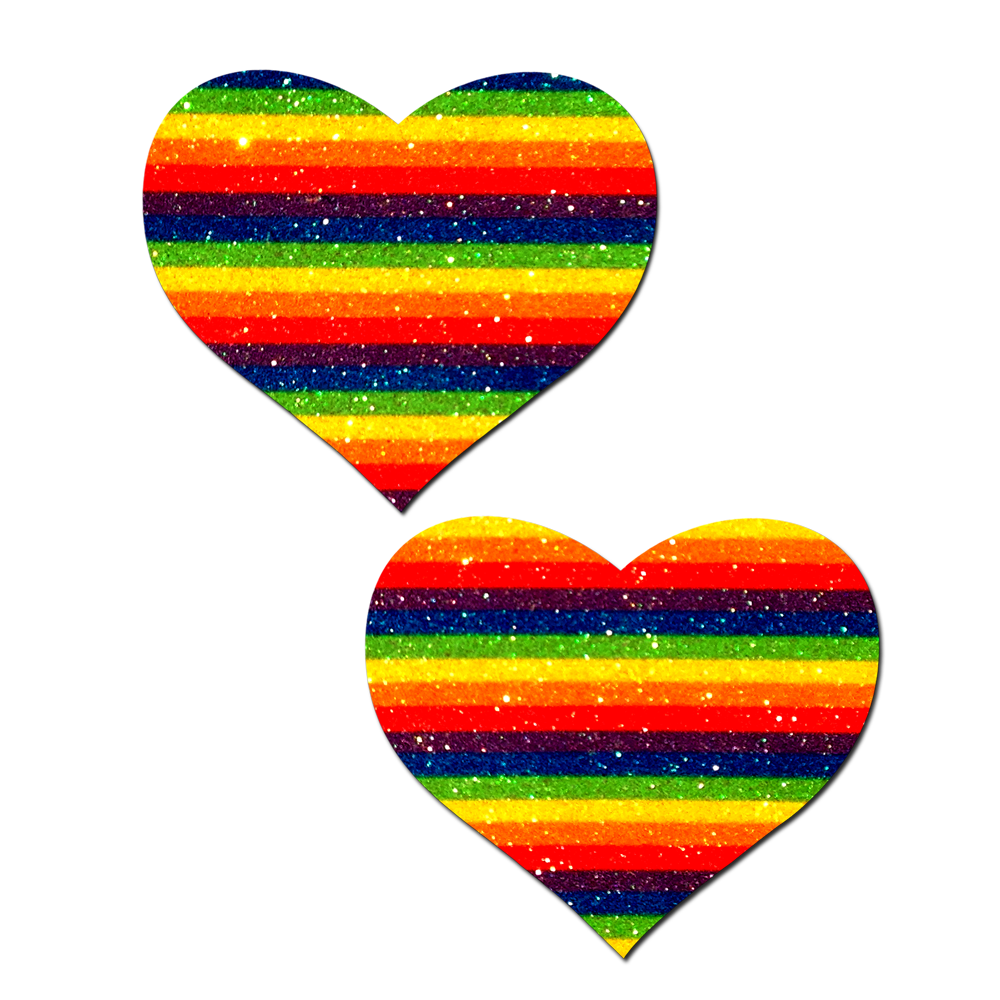 Love: Glittering Double Rainbow Heart Nipple Pasties by Pastease®