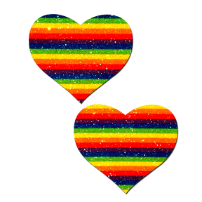 Love: Glittering Double Rainbow Heart Nipple Pasties by Pastease®