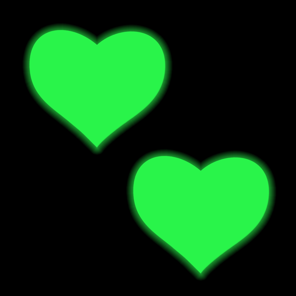 Love: Glow in the Dark Neon Heart Pasties Nipple Covers by Pastease®