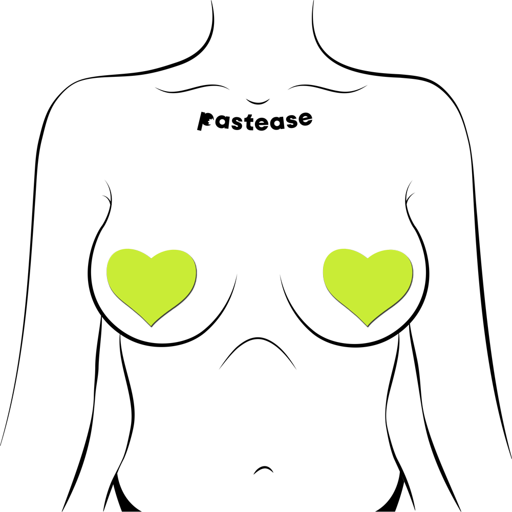 Love: Glow in the Dark Neon Heart Pasties Nipple Covers by Pastease®