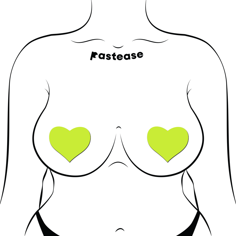 Love: Glow in the Dark Neon Heart Pasties Nipple Covers by Pastease®