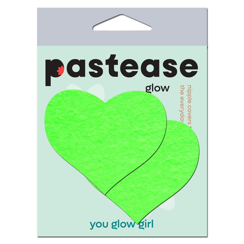 Love: Glow in the Dark Neon Heart Pasties Nipple Covers by Pastease®