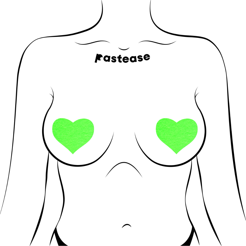 Love: Glow in the Dark Neon Heart Pasties Nipple Covers by Pastease®