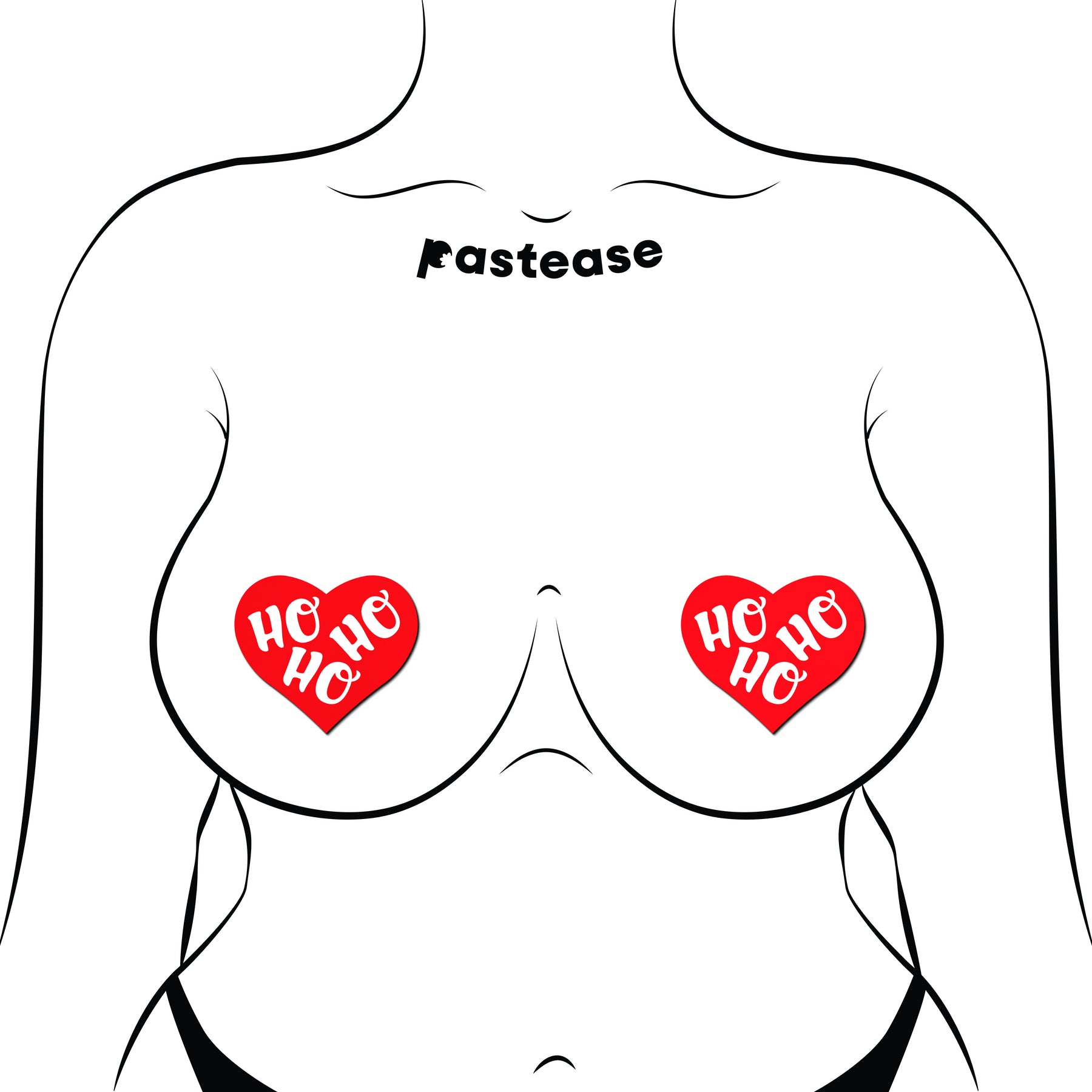Love: Red and White Ho Ho Ho Hearts Nipple Pasties by Pastease®