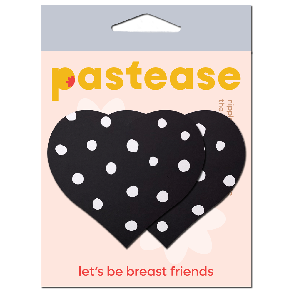 Black Heart with White Polka Dot Breast Pasties by Pastease®