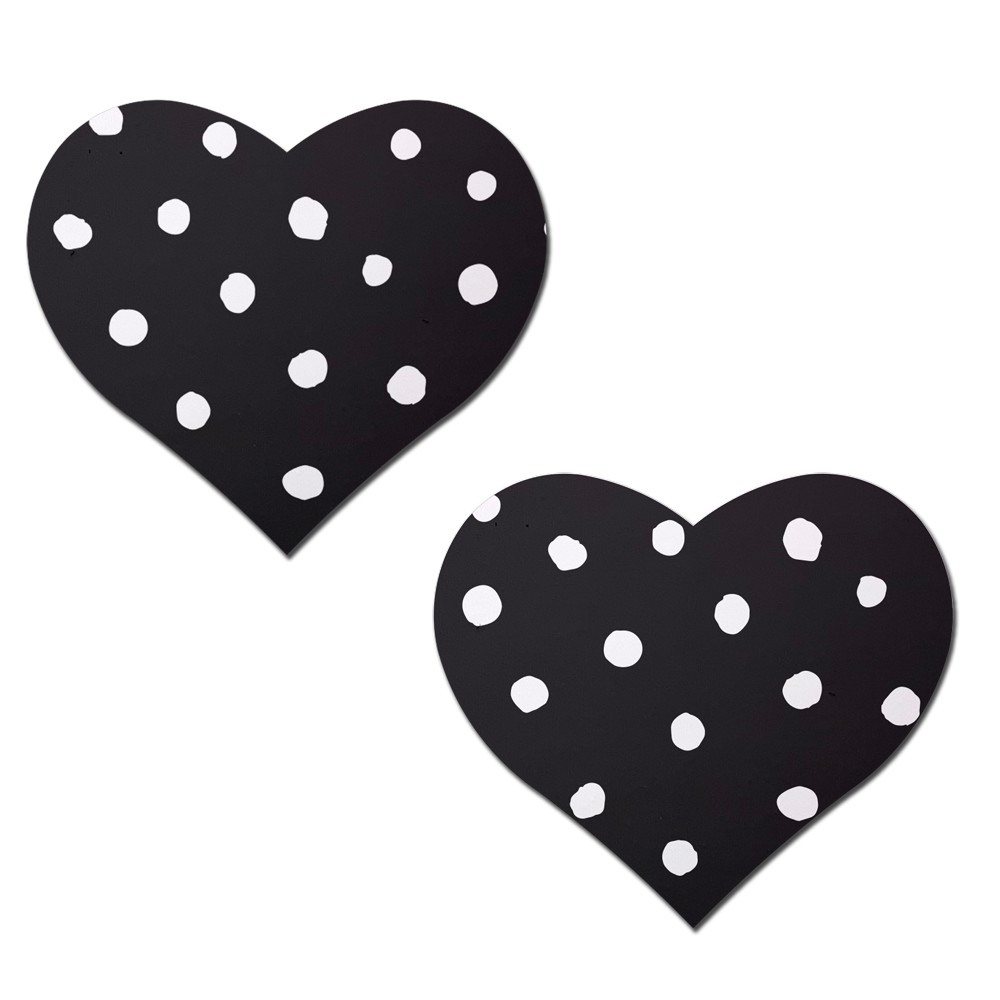 Black Heart with White Polka Dot Breast Pasties by Pastease®