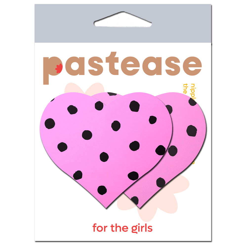 Pink Heart with Black Polka Dot Breast Pasties by Pastease®