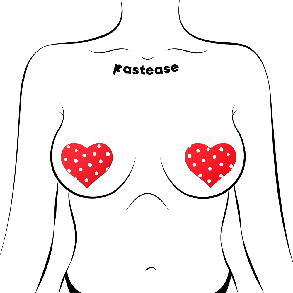 Red Heart with White Polka Dot Breast Pasties by Pastease®