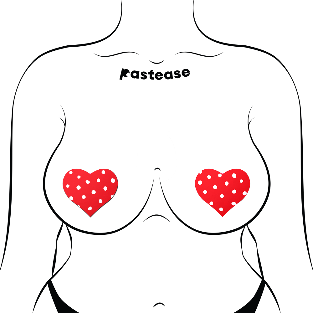 Red Heart with White Polka Dot Breast Pasties by Pastease®