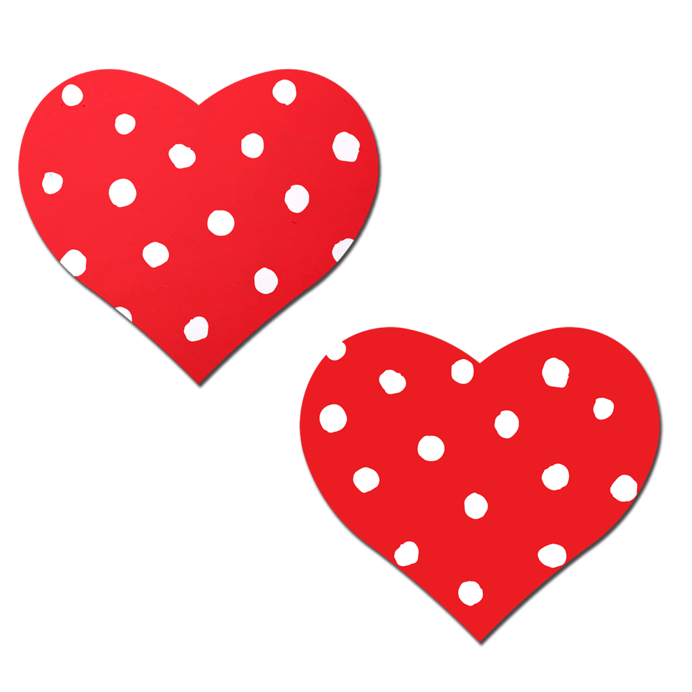 Red Heart with White Polka Dot Breast Pasties by Pastease®