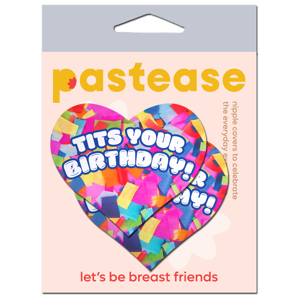 Tits Your Birthday!' Heart Breast Pasties with Confetti by Pastease®