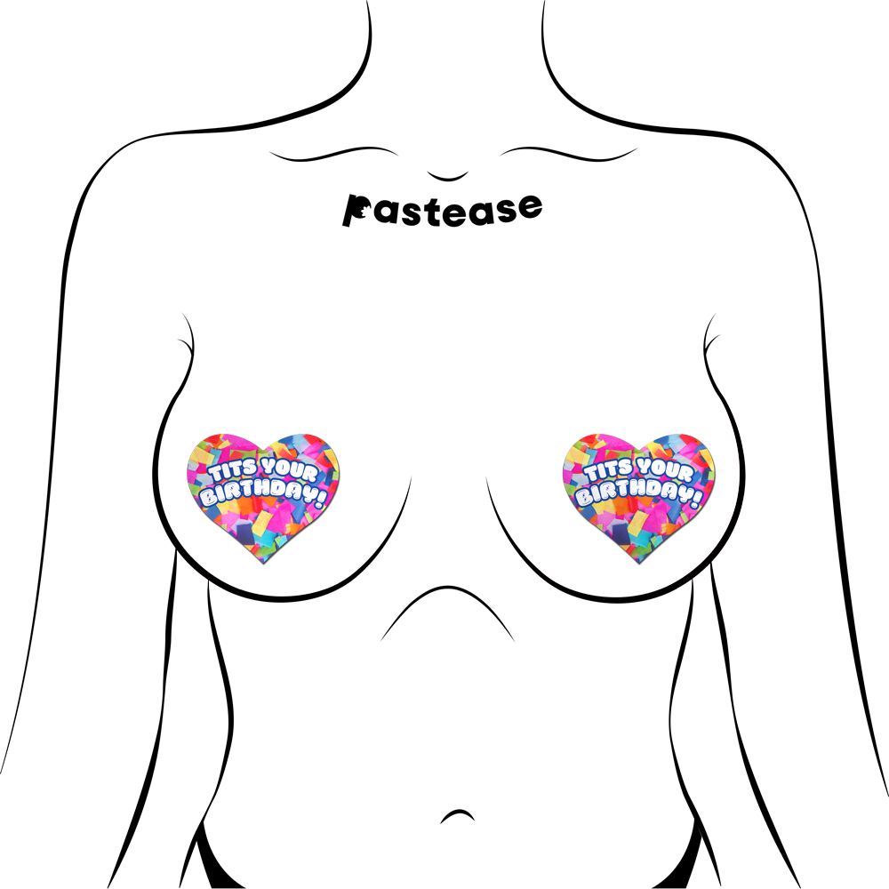 Tits Your Birthday!' Heart Breast Pasties with Confetti by Pastease®