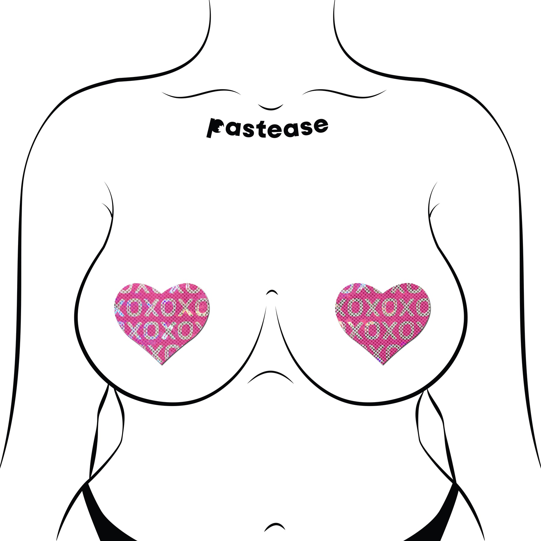 Love: Shattered Glass Disco Ball Pink with White XO Heart Nipple Pasties by Pastease®