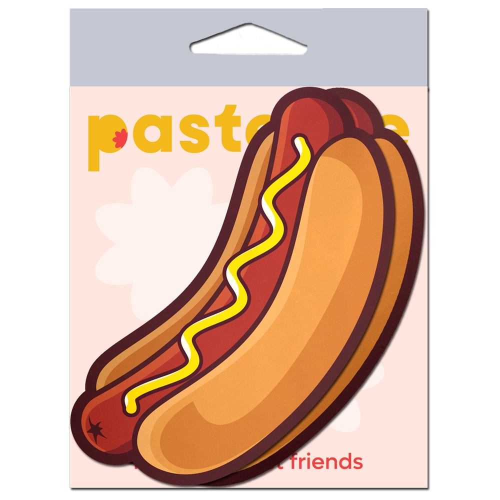 Hotdog Pasties Weiner with Mustard Nipple Covers by Pastease