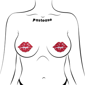 Kisses: Sparkly Red Kissing Puckered Lips Nipple Covers by Pastease