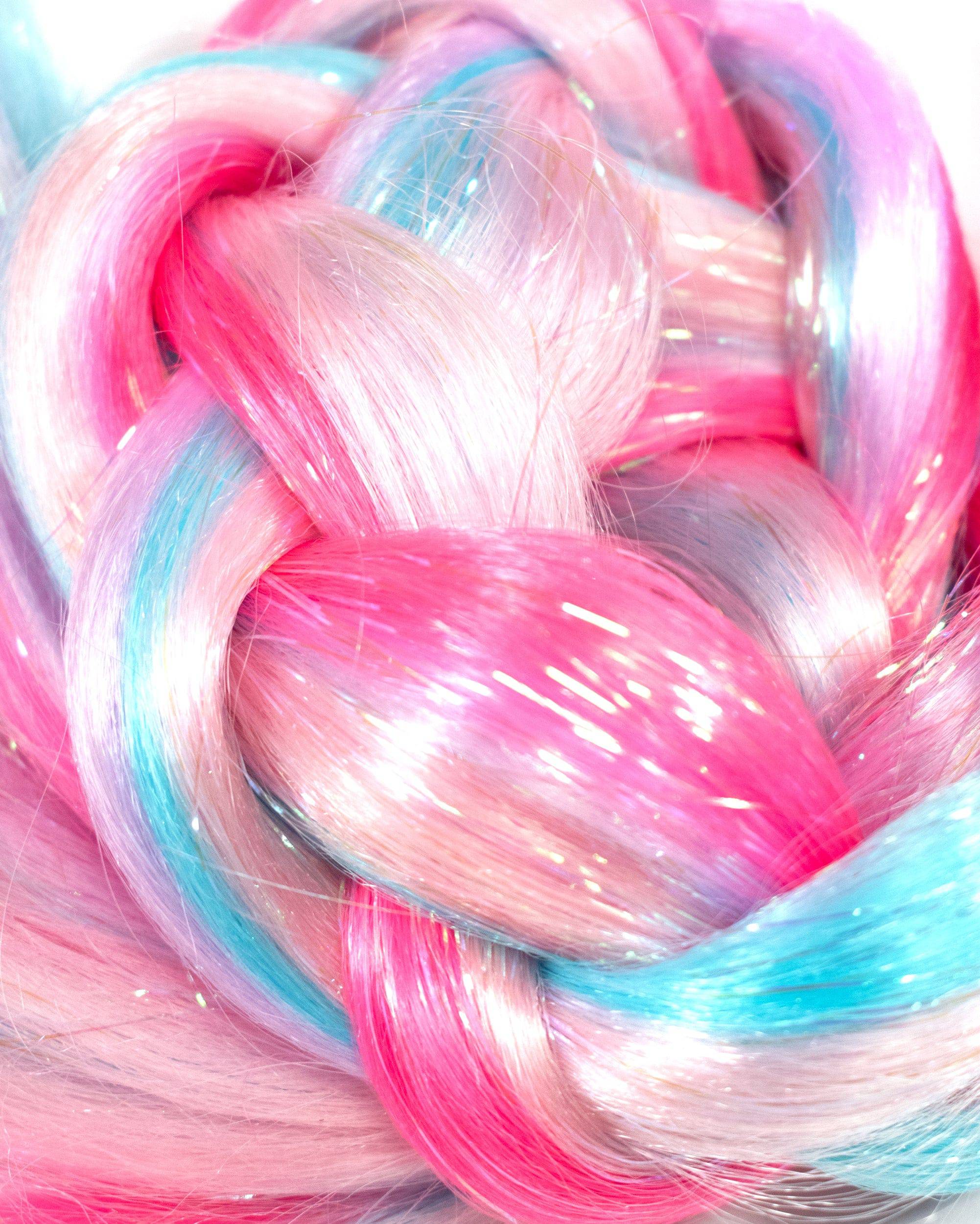 Cotton Kandi - Pink Blue Purple Mixed Hair Extension W/ Tinsel